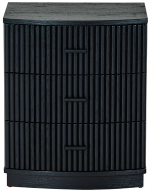 Safavieh Shelbie 3 Drawer Reeded Nightstand - Elegant Oak Design With Modern Accents For Any Bedroom Decor Black ,Black Wood ,Polyester Resin Drawer Fronts ,Metal Sfv2206b