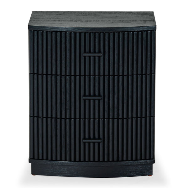 Safavieh SHELBIE 3 Drawer Reeded Nightstand - Modern Storage Solution for Stylish Bedrooms and Small Spaces Black / Black SFV2206B