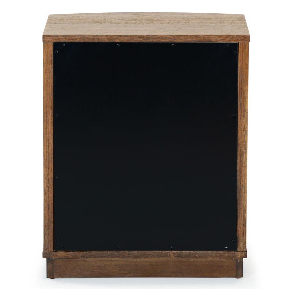 Safavieh Shelbie 3 Drawer Reeded Nightstand - Elegant Oak Design With Modern Accents For Any Bedroom Decor Medium Oak ,Black Wood ,Polyester Resin Drawer Fronts ,Metal Sfv2206c