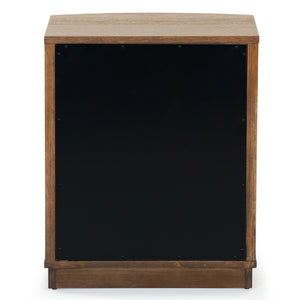 Safavieh Shelbie 3 Drawer Reeded Nightstand - Elegant Oak Design With Modern Accents For Any Bedroom Decor Medium Oak ,Black Wood ,Polyester Resin Drawer Fronts ,Metal Sfv2206c