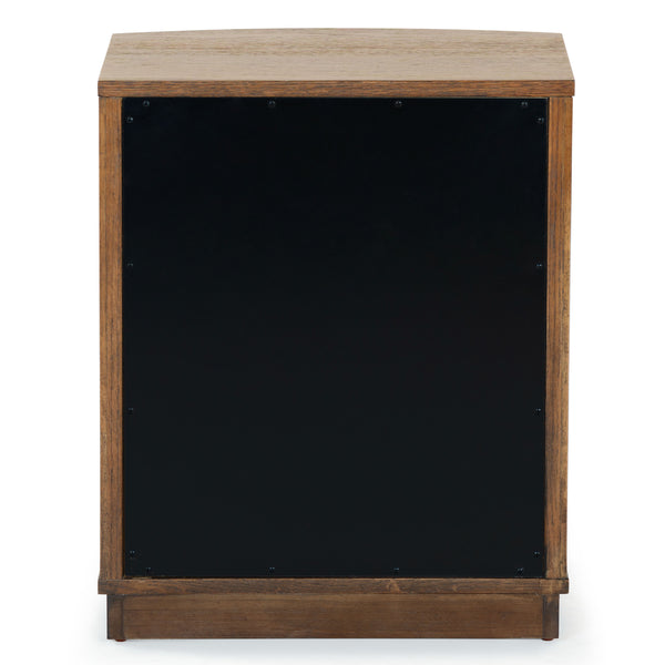 Safavieh Shelbie 3 Drawer Reeded Nightstand - Elegant Oak Design With Modern Accents For Any Bedroom Decor Medium Oak ,Black Wood ,Polyester Resin Drawer Fronts ,Metal Sfv2206c