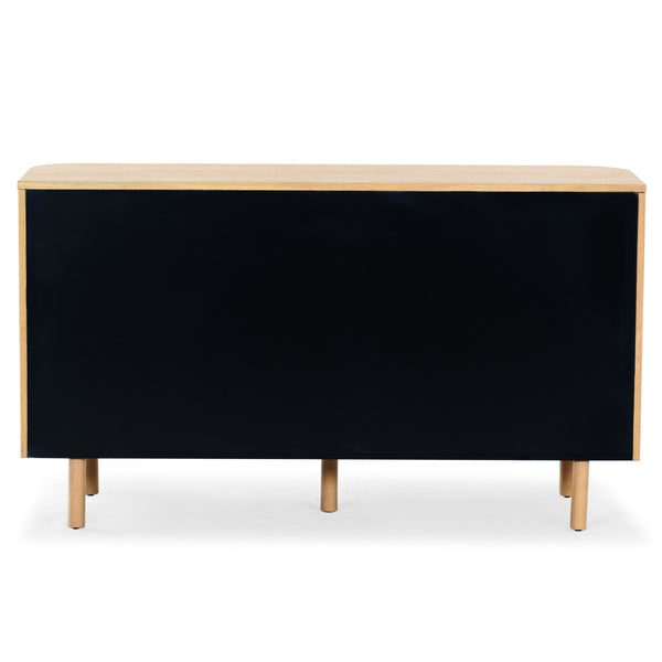 Safavieh Shelbie 6 Drawer Reeded Dresser - Elegant Oak Design With Unique Texture And Sturdy Construction Oak ,Black Wood ,Polyester Resin Drawer Fronts ,Metal Sfv2207a