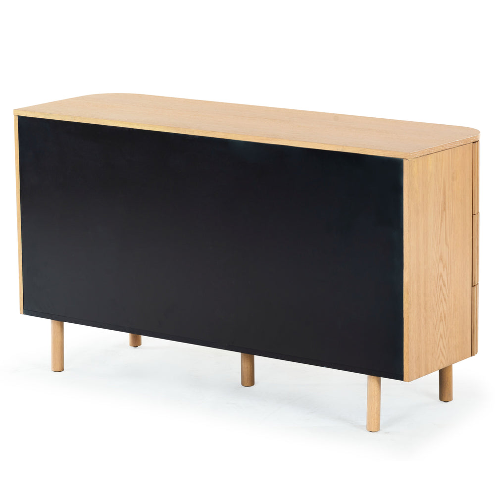 Safavieh Shelbie 6 Drawer Reeded Dresser - Elegant Oak Design With Unique Texture And Sturdy Construction Oak ,Black Wood ,Polyester Resin Drawer Fronts ,Metal Sfv2207a