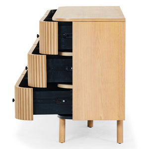 Safavieh Shelbie 6 Drawer Reeded Dresser - Elegant Oak Design With Unique Texture And Sturdy Construction Oak ,Black Wood ,Polyester Resin Drawer Fronts ,Metal Sfv2207a