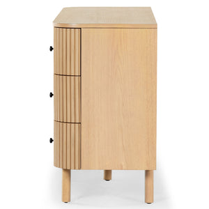 Safavieh Shelbie 6 Drawer Reeded Dresser - Elegant Oak Design With Unique Texture And Sturdy Construction Oak ,Black Wood ,Polyester Resin Drawer Fronts ,Metal Sfv2207a