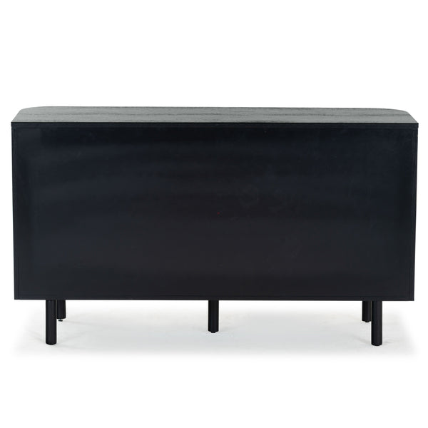 Safavieh Shelbie 6 Drawer Reeded Dresser - Elegant Oak Design With Unique Texture And Sturdy Construction Black ,Black Wood ,Polyester Resin Drawer Fronts ,Metal Sfv2207b