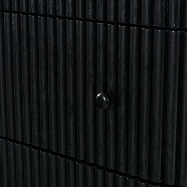 Safavieh Shelbie 6 Drawer Reeded Dresser - Elegant Oak Design With Unique Texture And Sturdy Construction Black ,Black Wood ,Polyester Resin Drawer Fronts ,Metal Sfv2207b