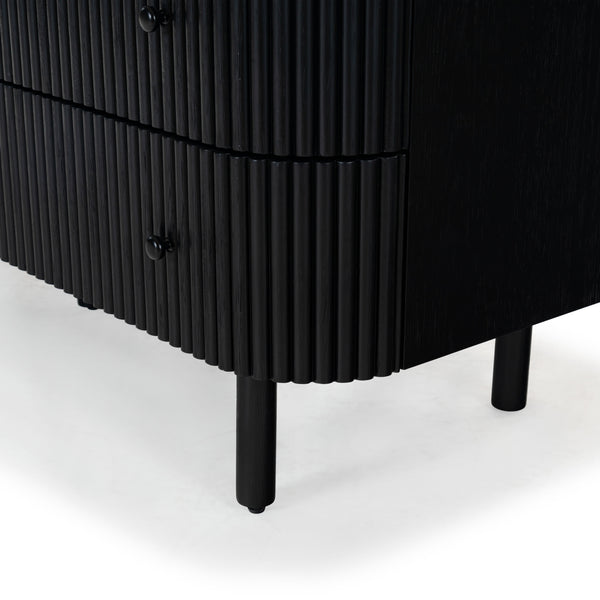 Safavieh Shelbie 6 Drawer Reeded Dresser - Elegant Oak Design With Unique Texture And Sturdy Construction Black ,Black Wood ,Polyester Resin Drawer Fronts ,Metal Sfv2207b