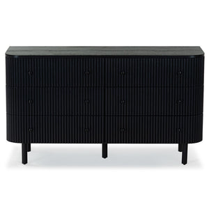 Safavieh SHELBIE 6 Drawer Reeded Dresser – Textured Elegance and Ample Storage for Modern Bedrooms Black / Black SFV2207B