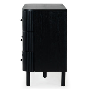 Safavieh Shelbie 6 Drawer Reeded Dresser - Elegant Oak Design With Unique Texture And Sturdy Construction Black ,Black Wood ,Polyester Resin Drawer Fronts ,Metal Sfv2207b