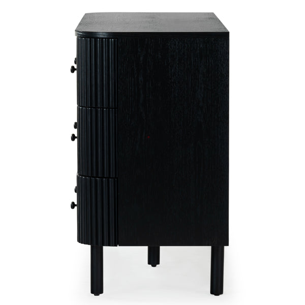 Safavieh Shelbie 6 Drawer Reeded Dresser - Elegant Oak Design With Unique Texture And Sturdy Construction Black ,Black Wood ,Polyester Resin Drawer Fronts ,Metal Sfv2207b