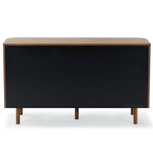 Safavieh Shelbie 6 Drawer Reeded Dresser - Elegant Oak Design With Unique Texture And Sturdy Construction Medium Oak ,Black Wood ,Polyester Resin Drawer Fronts ,Metal Sfv2207c