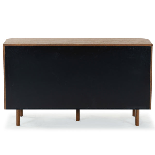 Safavieh Shelbie 6 Drawer Reeded Dresser - Elegant Oak Design With Unique Texture And Sturdy Construction Medium Oak ,Black Wood ,Polyester Resin Drawer Fronts ,Metal Sfv2207c