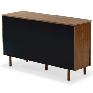 Safavieh Shelbie 6 Drawer Reeded Dresser - Elegant Oak Design With Unique Texture And Sturdy Construction Medium Oak ,Black Wood ,Polyester Resin Drawer Fronts ,Metal Sfv2207c