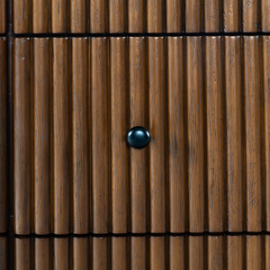 Safavieh Shelbie 6 Drawer Reeded Dresser - Elegant Oak Design With Unique Texture And Sturdy Construction Medium Oak ,Black Wood ,Polyester Resin Drawer Fronts ,Metal Sfv2207c