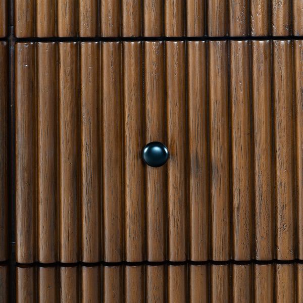 Safavieh Shelbie 6 Drawer Reeded Dresser - Elegant Oak Design With Unique Texture And Sturdy Construction Medium Oak ,Black Wood ,Polyester Resin Drawer Fronts ,Metal Sfv2207c