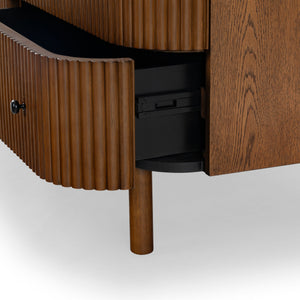 Safavieh Shelbie 6 Drawer Reeded Dresser - Elegant Oak Design With Unique Texture And Sturdy Construction Medium Oak ,Black Wood ,Polyester Resin Drawer Fronts ,Metal Sfv2207c