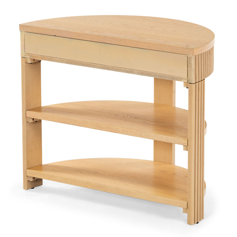 Safavieh Shelbie Reeded Half Moon Console Table – Elegant Design With Unique Drawer Fronts For Any Room Oak ,Black Wood ,Polyester Resin Drawer Fronts ,Metal Sfv2208a