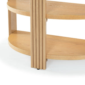 Safavieh Shelbie Reeded Half Moon Console Table – Elegant Design With Unique Drawer Fronts For Any Room Oak ,Black Wood ,Polyester Resin Drawer Fronts ,Metal Sfv2208a