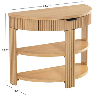 Safavieh Shelbie Reeded Half Moon Console Table – Elegant Design With Unique Drawer Fronts For Any Room Oak ,Black Wood ,Polyester Resin Drawer Fronts ,Metal Sfv2208a