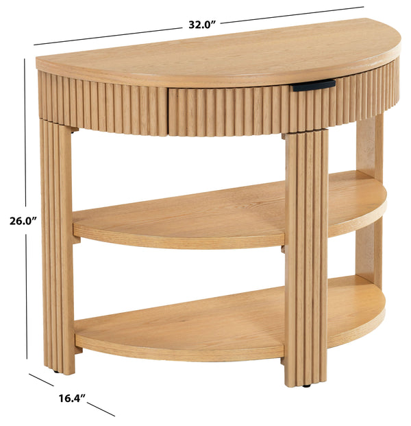 Safavieh Shelbie Reeded Half Moon Console Table – Elegant Design With Unique Drawer Fronts For Any Room Oak ,Black Wood ,Polyester Resin Drawer Fronts ,Metal Sfv2208a