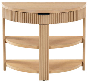 Safavieh Shelbie Reeded Half Moon Console Table – Elegant Design With Unique Drawer Fronts For Any Room Oak ,Black Wood ,Polyester Resin Drawer Fronts ,Metal Sfv2208a