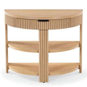 Safavieh SHELBIE Reeded Half-Moon Console Table - Elegant Storage Solution with Modern Design & Durability Oak / Black SFV2208A