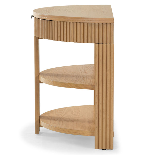 Safavieh Shelbie Reeded Half Moon Console Table – Elegant Design With Unique Drawer Fronts For Any Room Oak ,Black Wood ,Polyester Resin Drawer Fronts ,Metal Sfv2208a