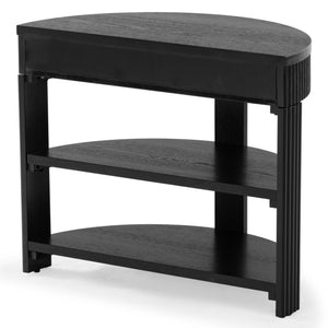 Safavieh Shelbie Reeded Half Moon Console Table – Elegant Design With Unique Drawer Fronts For Any Room Black ,Black Wood ,Polyester Resin Drawer Fronts ,Metal Sfv2208b