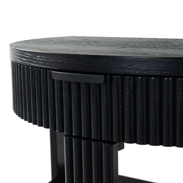 Safavieh Shelbie Reeded Half Moon Console Table – Elegant Design With Unique Drawer Fronts For Any Room Black ,Black Wood ,Polyester Resin Drawer Fronts ,Metal Sfv2208b