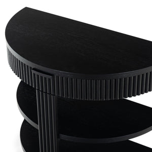 Safavieh Shelbie Reeded Half Moon Console Table – Elegant Design With Unique Drawer Fronts For Any Room Black ,Black Wood ,Polyester Resin Drawer Fronts ,Metal Sfv2208b