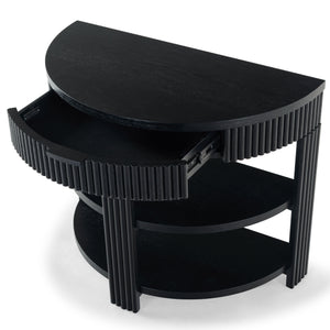 Safavieh Shelbie Reeded Half Moon Console Table – Elegant Design With Unique Drawer Fronts For Any Room Black ,Black Wood ,Polyester Resin Drawer Fronts ,Metal Sfv2208b