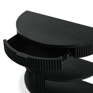 Safavieh Shelbie Reeded Half Moon Console Table – Elegant Design With Unique Drawer Fronts For Any Room Black ,Black Wood ,Polyester Resin Drawer Fronts ,Metal Sfv2208b