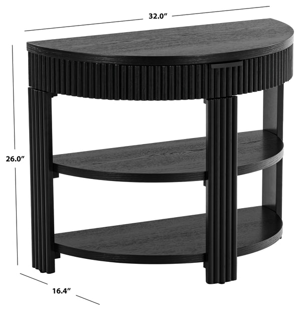 Safavieh Shelbie Reeded Half Moon Console Table – Elegant Design With Unique Drawer Fronts For Any Room Black ,Black Wood ,Polyester Resin Drawer Fronts ,Metal Sfv2208b