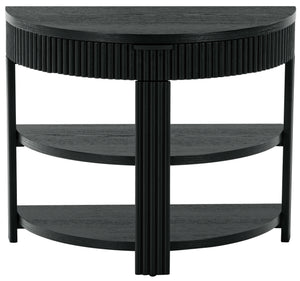 Safavieh Shelbie Reeded Half Moon Console Table – Elegant Design With Unique Drawer Fronts For Any Room Black ,Black Wood ,Polyester Resin Drawer Fronts ,Metal Sfv2208b