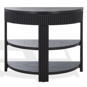 Safavieh SHELBIE Reeded Half-Moon Console Table - Elegant Storage Solution with Modern Design & Durability Black / Black SFV2208B