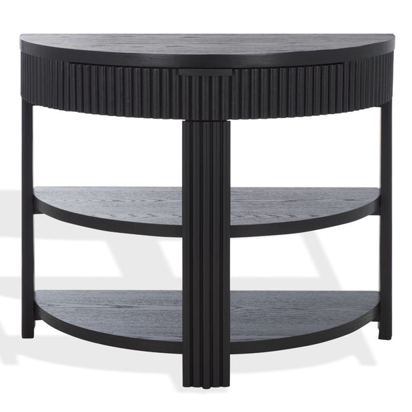 Safavieh SHELBIE Reeded Half-Moon Console Table - Elegant Storage Solution with Modern Design & Durability Black / Black SFV2208B