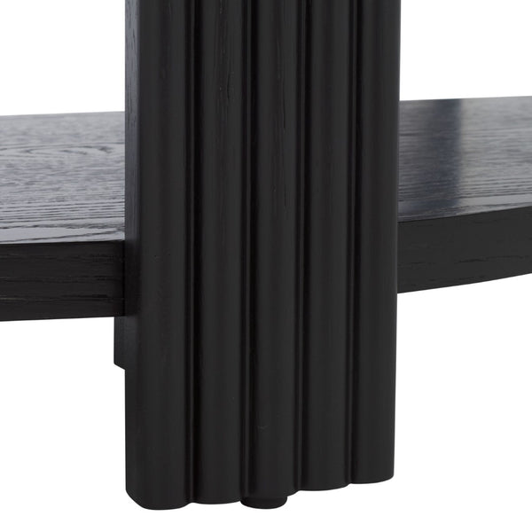 Safavieh SHELBIE Reeded Half-Moon Console Table - Elegant Storage Solution with Modern Design & Durability Black / Black SFV2208B