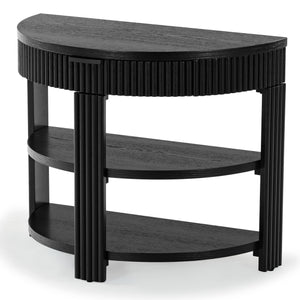 Safavieh Shelbie Reeded Half Moon Console Table – Elegant Design With Unique Drawer Fronts For Any Room Black ,Black Wood ,Polyester Resin Drawer Fronts ,Metal Sfv2208b