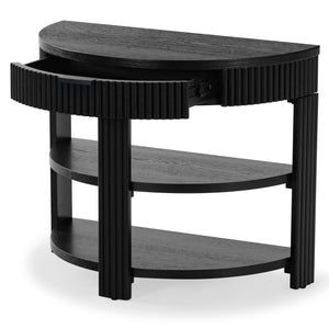 Safavieh Shelbie Reeded Half Moon Console Table – Elegant Design With Unique Drawer Fronts For Any Room Black ,Black Wood ,Polyester Resin Drawer Fronts ,Metal Sfv2208b