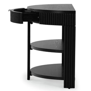 Safavieh Shelbie Reeded Half Moon Console Table – Elegant Design With Unique Drawer Fronts For Any Room Black ,Black Wood ,Polyester Resin Drawer Fronts ,Metal Sfv2208b
