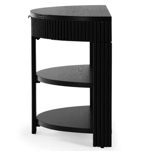 Safavieh Shelbie Reeded Half Moon Console Table – Elegant Design With Unique Drawer Fronts For Any Room Black ,Black Wood ,Polyester Resin Drawer Fronts ,Metal Sfv2208b