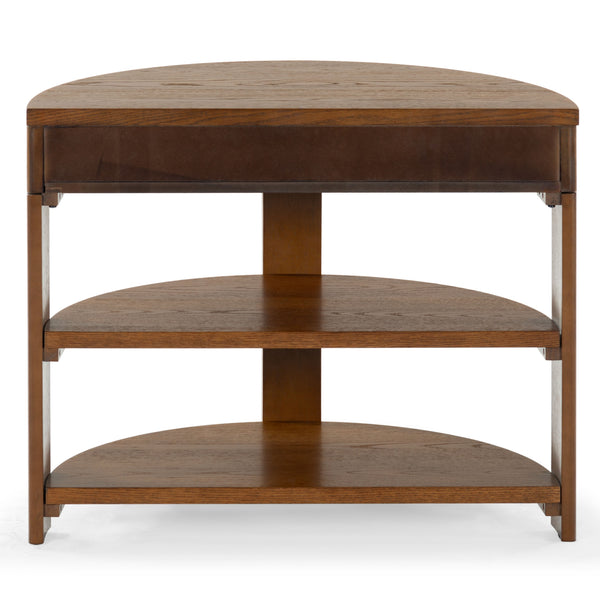 Safavieh Shelbie Reeded Half Moon Console Table – Elegant Design With Unique Drawer Fronts For Any Room Medium Oak ,Black Wood ,Polyester Resin Drawer Fronts ,Metal Sfv2208c