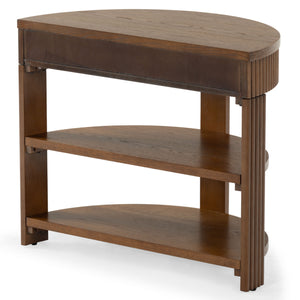 Safavieh Shelbie Reeded Half Moon Console Table – Elegant Design With Unique Drawer Fronts For Any Room Medium Oak ,Black Wood ,Polyester Resin Drawer Fronts ,Metal Sfv2208c