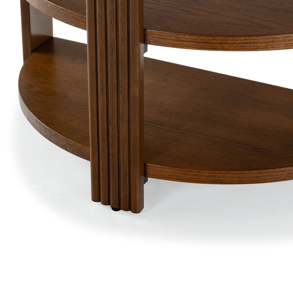 Safavieh Shelbie Reeded Half Moon Console Table – Elegant Design With Unique Drawer Fronts For Any Room Medium Oak ,Black Wood ,Polyester Resin Drawer Fronts ,Metal Sfv2208c