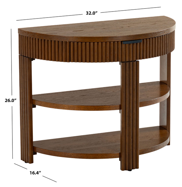Safavieh Shelbie Reeded Half Moon Console Table – Elegant Design With Unique Drawer Fronts For Any Room Medium Oak ,Black Wood ,Polyester Resin Drawer Fronts ,Metal Sfv2208c