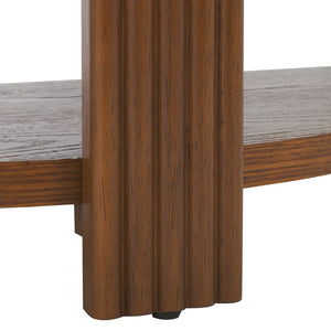 Safavieh SHELBIE Reeded Half-Moon Console Table - Elegant Storage Solution with Modern Design & Durability Medium Oak / Black SFV2208C