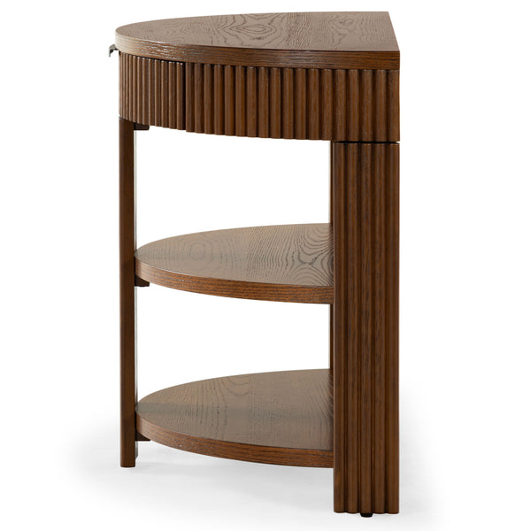 Safavieh Shelbie Reeded Half Moon Console Table – Elegant Design With Unique Drawer Fronts For Any Room Medium Oak ,Black Wood ,Polyester Resin Drawer Fronts ,Metal Sfv2208c