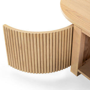 Safavieh Shelbie Reeded Oval Coffee Table - Elegant Wood Design For Stylish Living Room Décor And Functionality Oak Wood ,Polyester Resin Drawer Fronts Sfv2209a