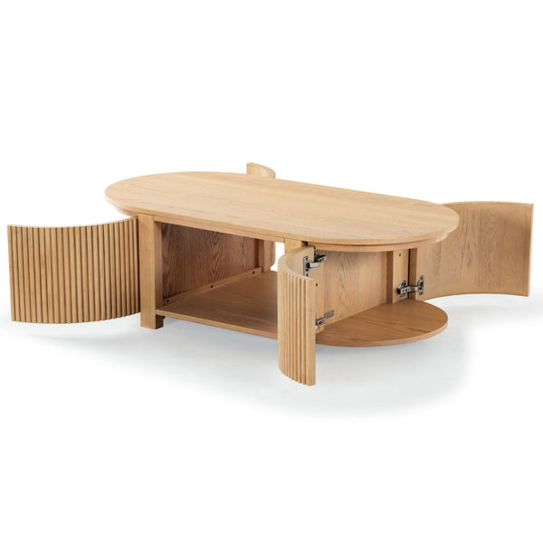 Safavieh SHELBIE Reeded Oval Coffee Table - Elegant Living Room Centerpiece with Stylish Wood and Resin Design Oak SFV2209A